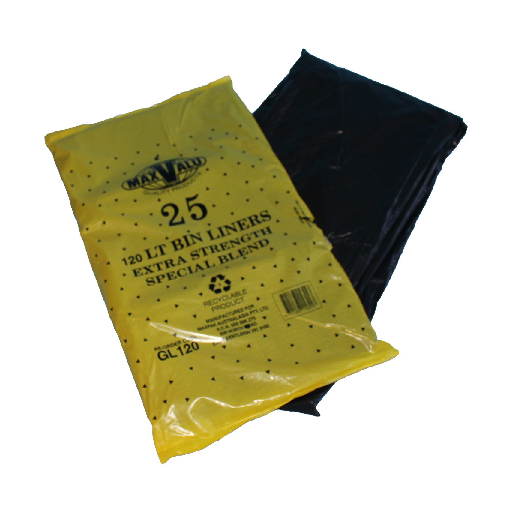 120L Black Heavy Duty Bin Bags - 25pcs