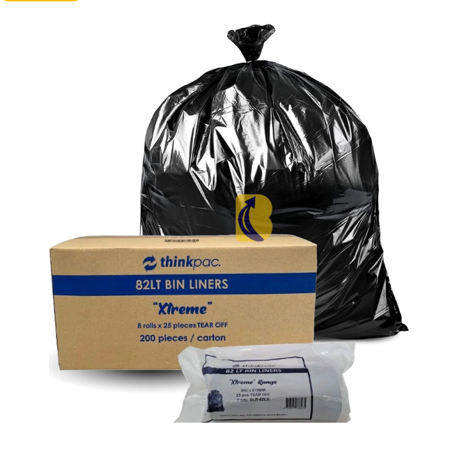 82L Black Extra Heavy Duty Bin Bags - 250pcs